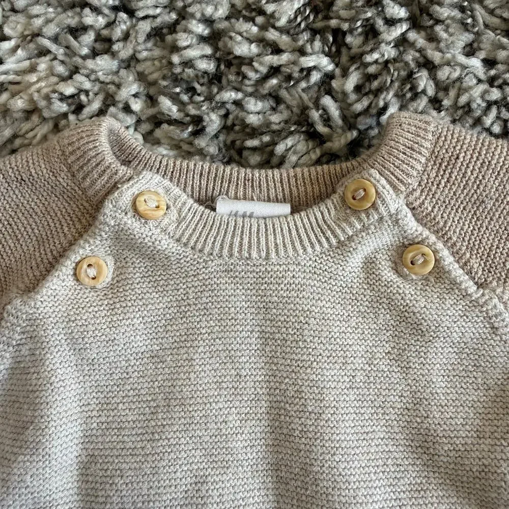 H&M Cotton Sweater Set Outfit 9 months 6-9 Oatmeal Beige Baby Boy Gender Neutral